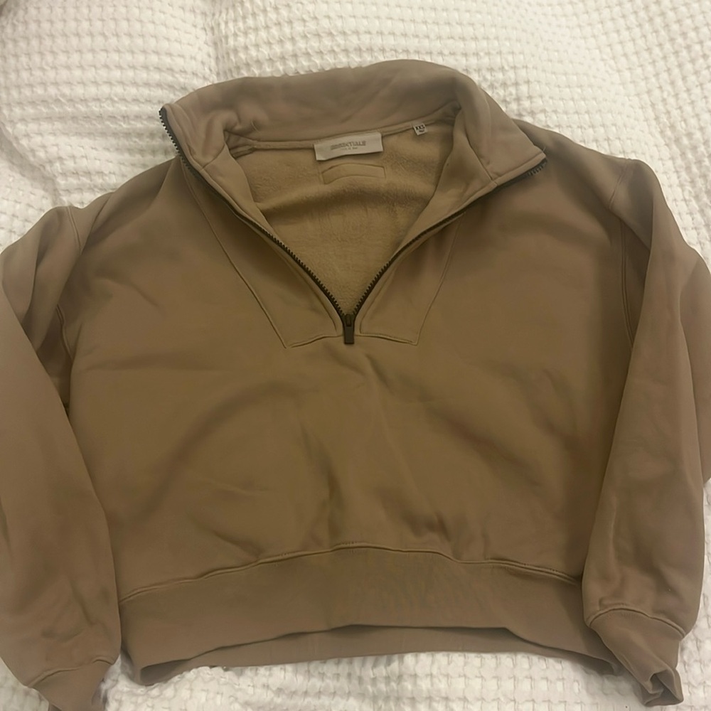 Essentials Fear of God tan/Taupe half zip sweatshirt